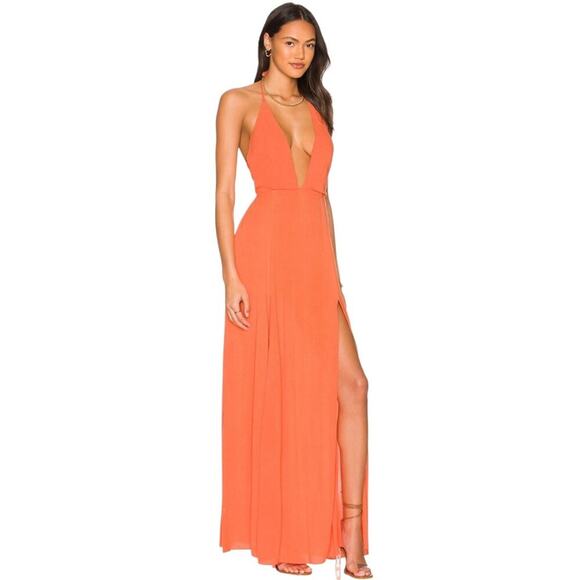 Superdown Ariana Tangerine Halter Maxi Dress XS NWT - Picture 2 of 15